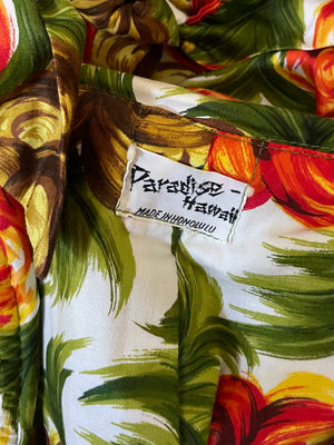1950s Hawaiian Floral Print Cotton Sarong Style Playsuit