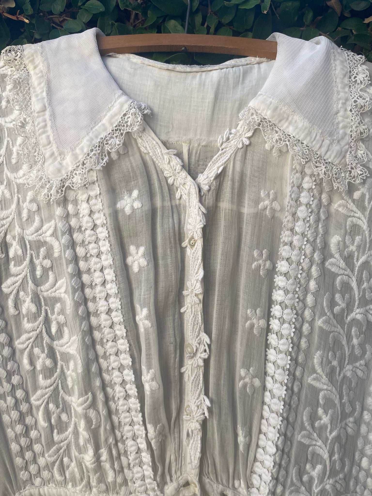 Antique 1910s Edwardian Whitework Cotton Lawn Sailor Collar Dress