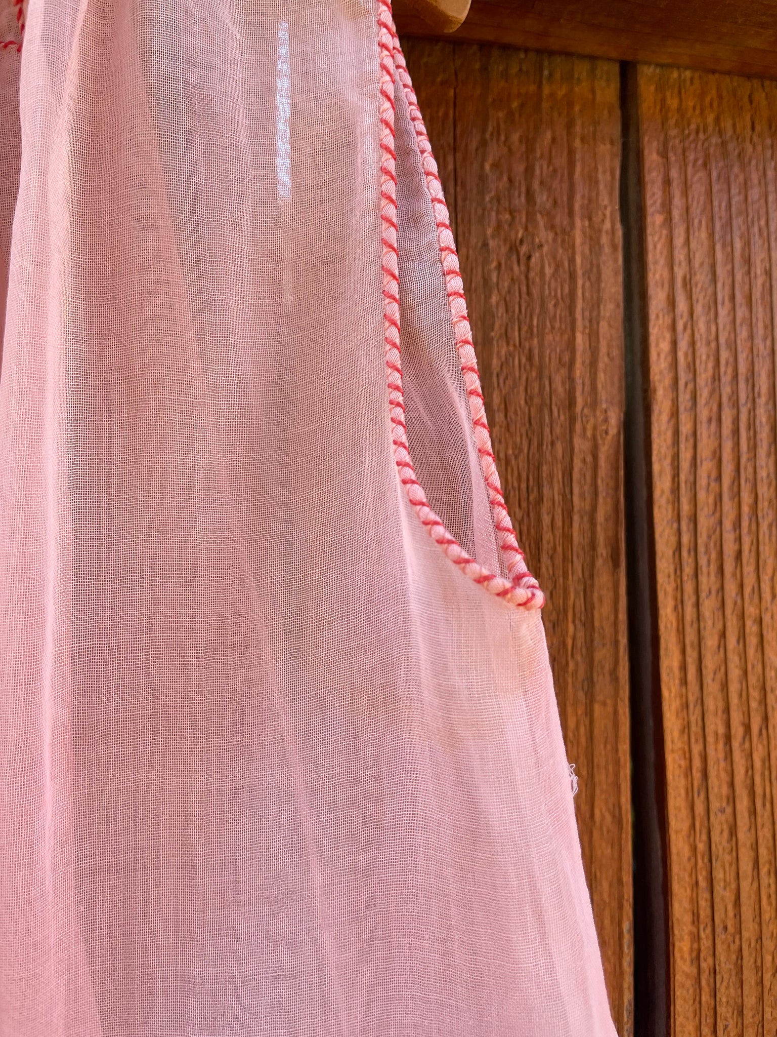 Antique Hungarian Peachy-Pink Embroidered Hand Smocked Tunic -Dress