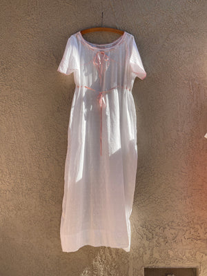 Edwardian Swiss Dot Woven Ribbon Cotton Chemise Dress