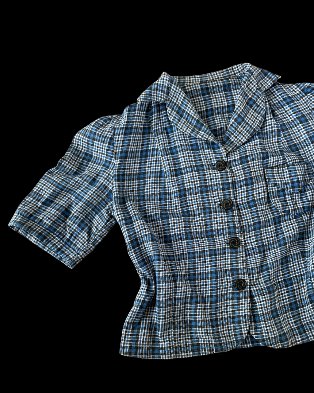 Depression Era Crop Cotton Flannel Plaid Button Down