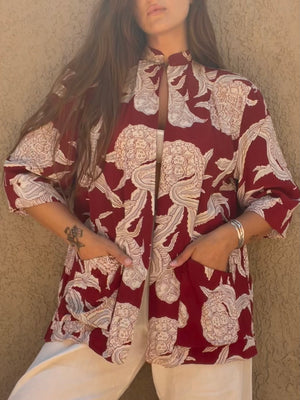 1940s Hawaiian Cold Rayon Smock Style Swing Jacket