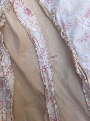 Late 19th C Pink Paisley Calico Gigot Sleeve-Ruched Front Dress