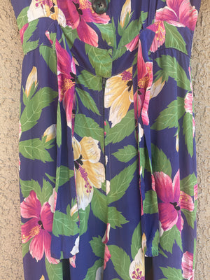 Rare 1940s Hawaiiana Rayon Palazzo Pant Tie Waist Jumpsuit
