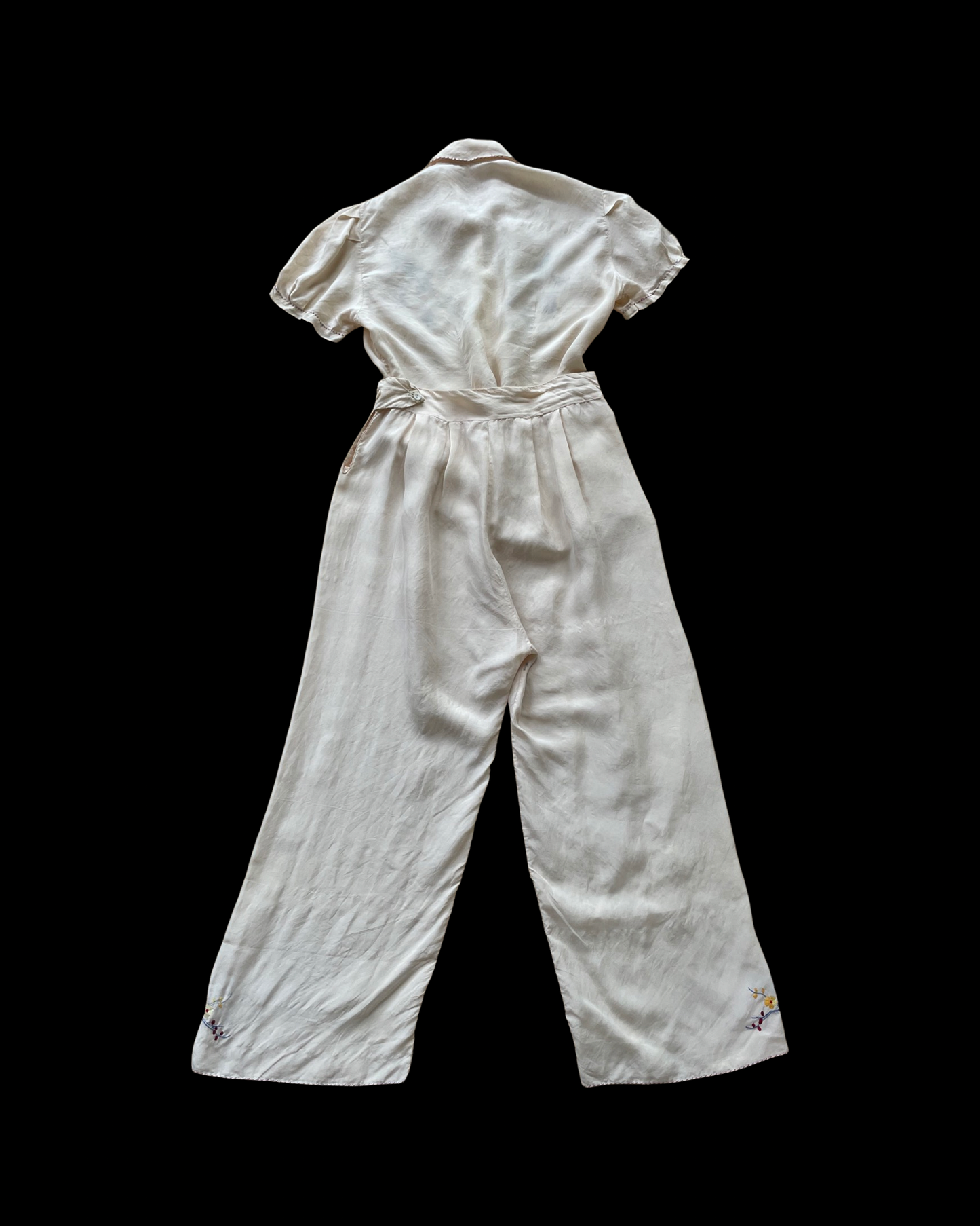 1930s Silky Rayon Asian Embroidered Lounge Set