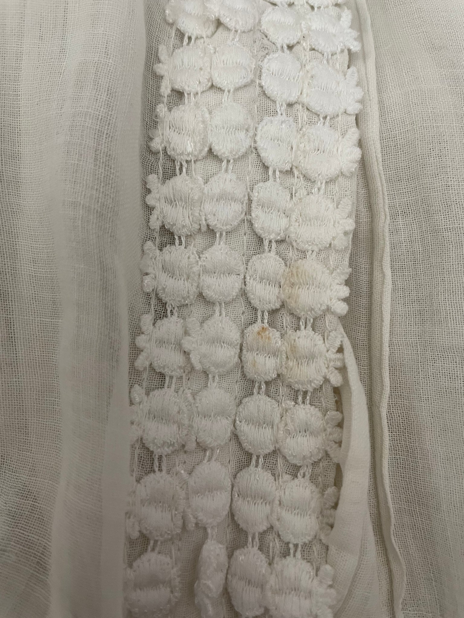 Antique 1910s Edwardian Whitework Cotton Lawn Sailor Collar Dress