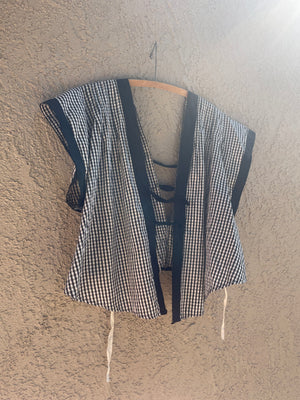 Edwardian Gingham Cotton Keyhole Blouse Skirt Set