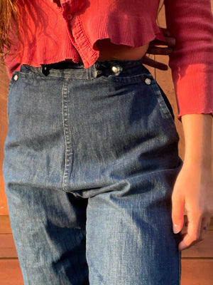 1950s Western Pearl Snap Side Zip Jeans