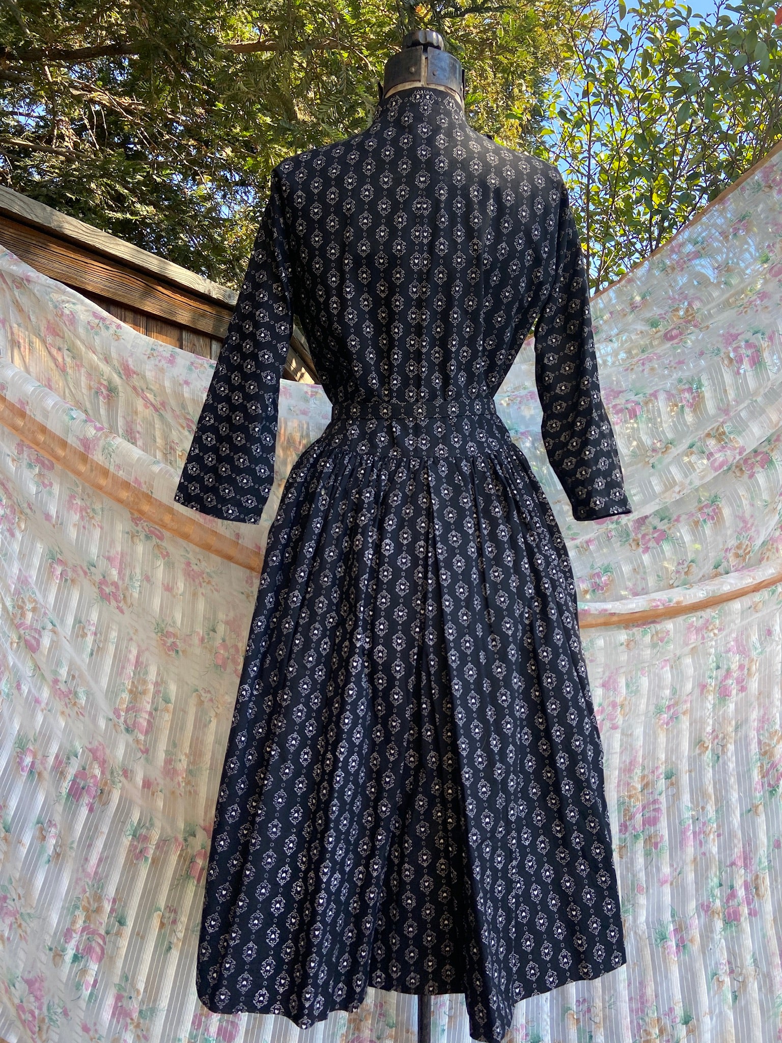 1940s Lanz Novelty Print Cotton Dress