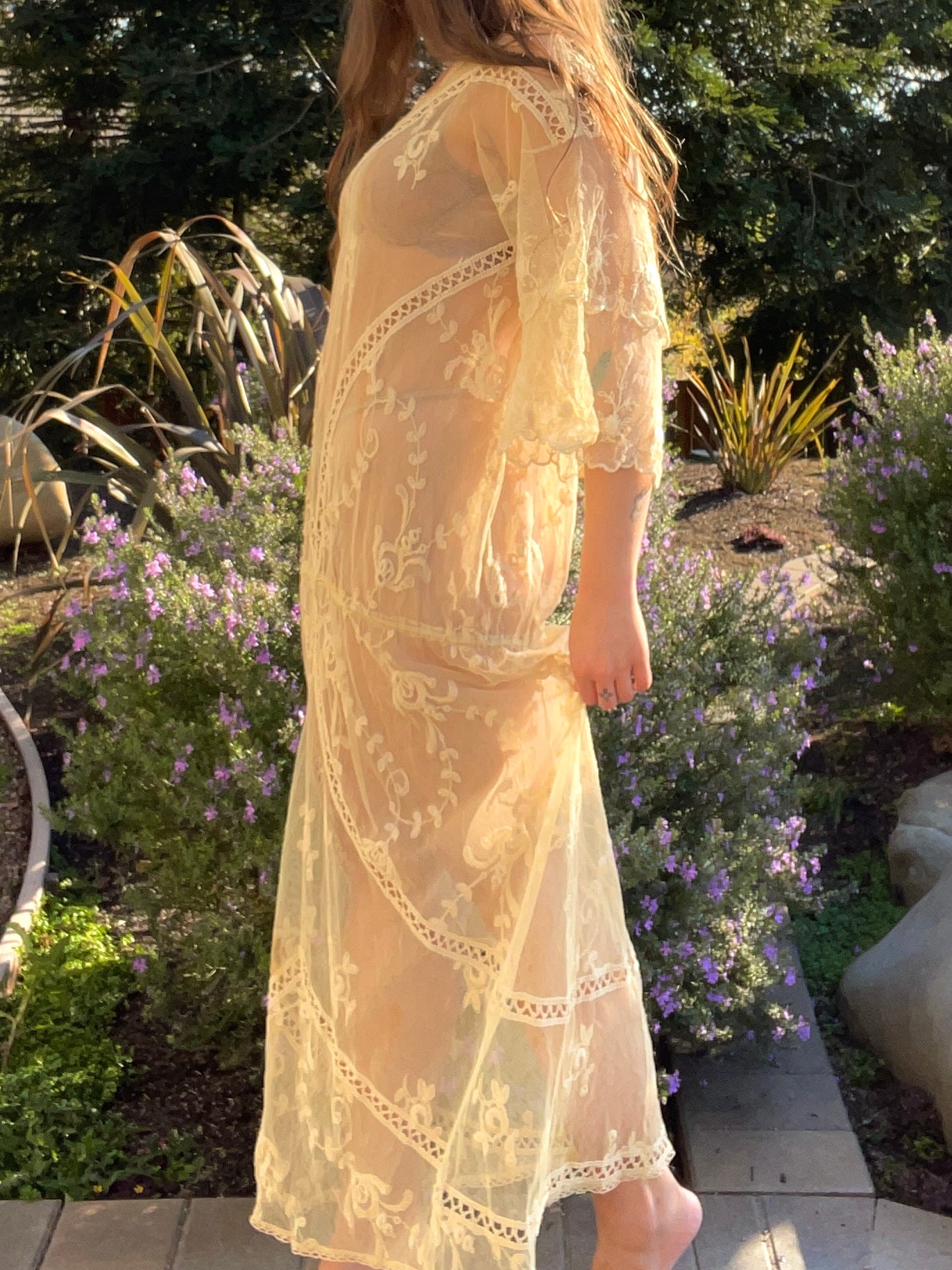 Late Edwardian Ecru Tambour Lace Gown