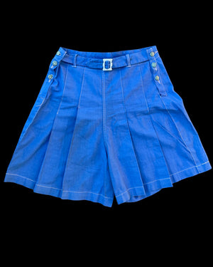 1930s Side Button Deco Sportswear Cotton Shorts