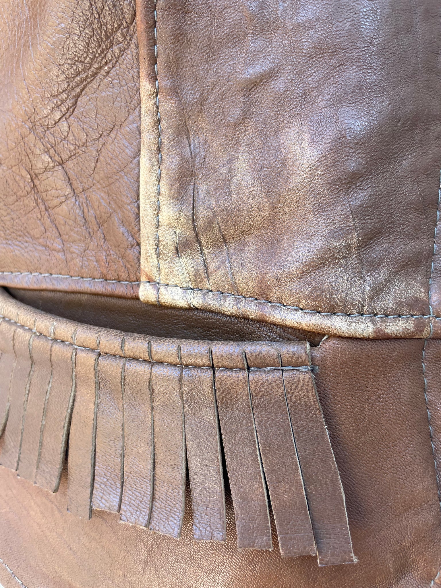 1930s/1940s Leather Fringe Sportswear Western Zip Front Blouse