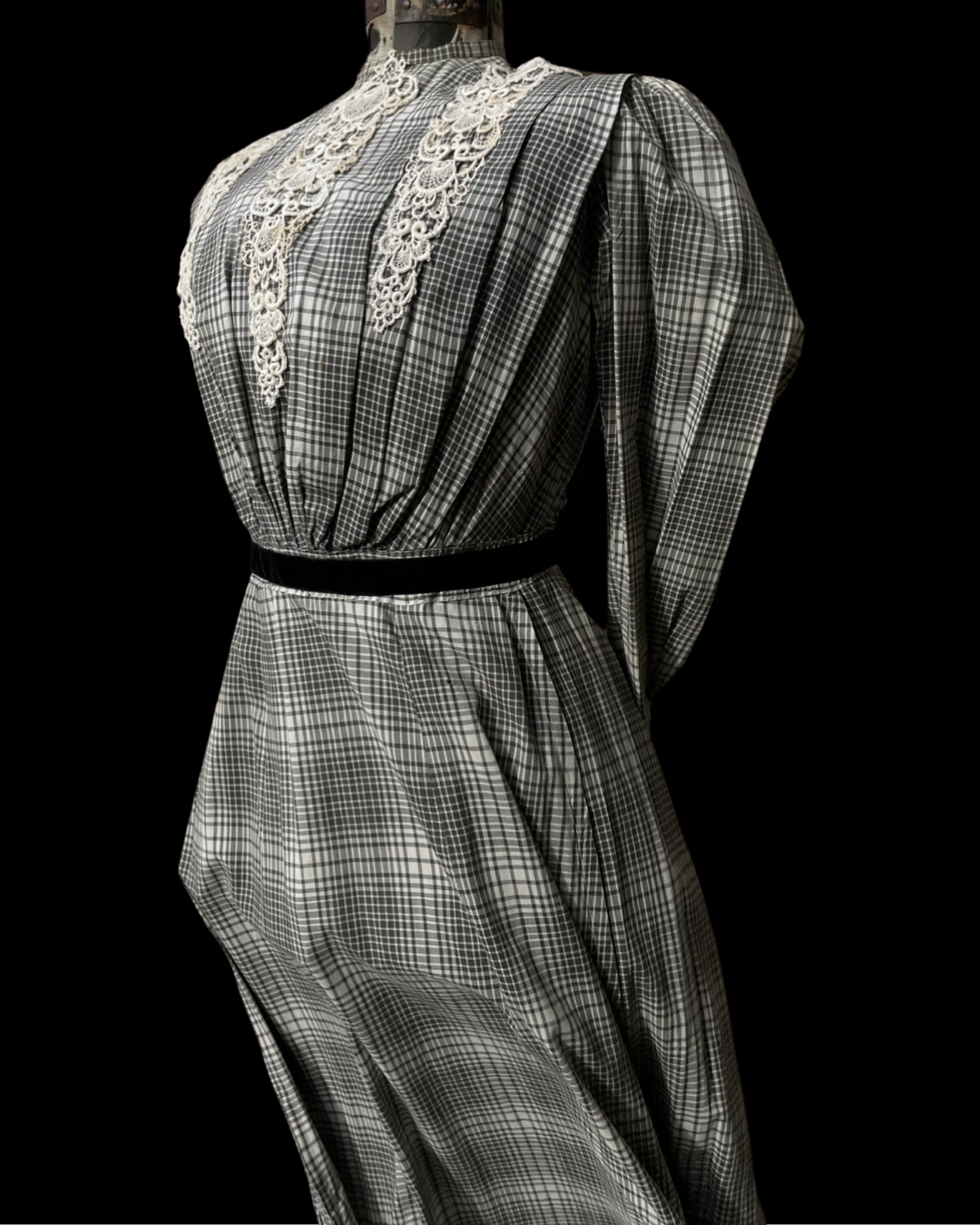 Early 1900s Windowpane Day Dress