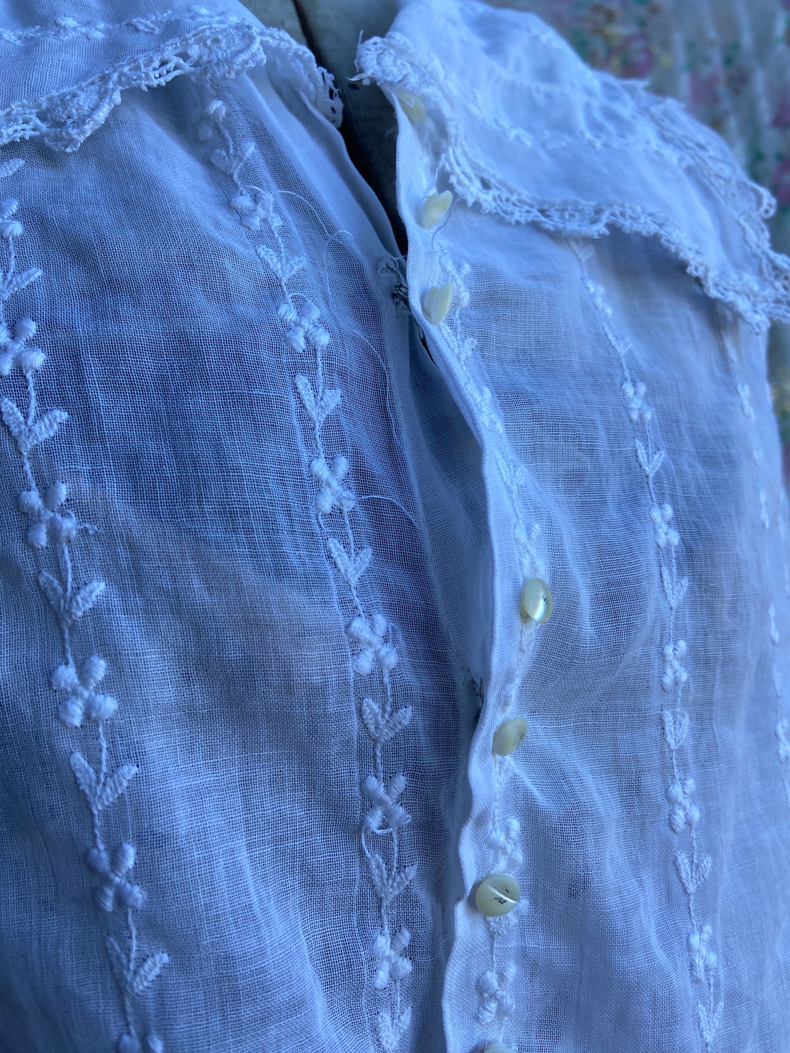 Edwardian Organdy Sailor Collar Embroidered Blouse