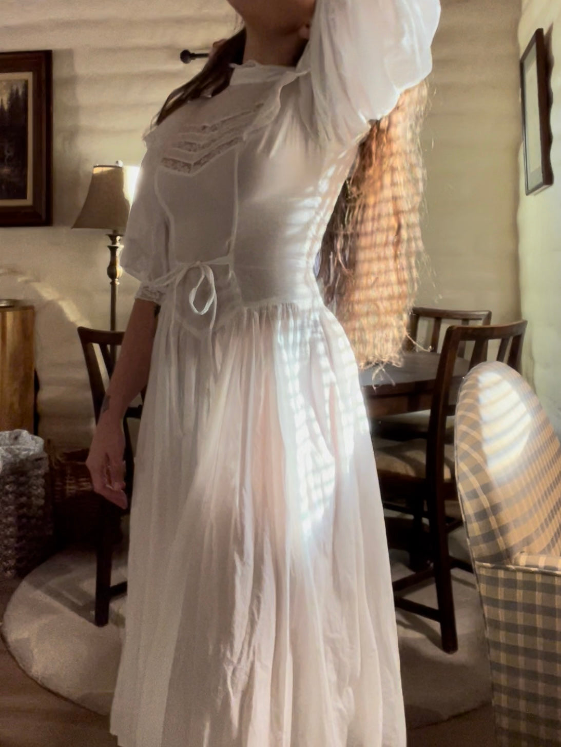 1970s Cotton Prairie Dress