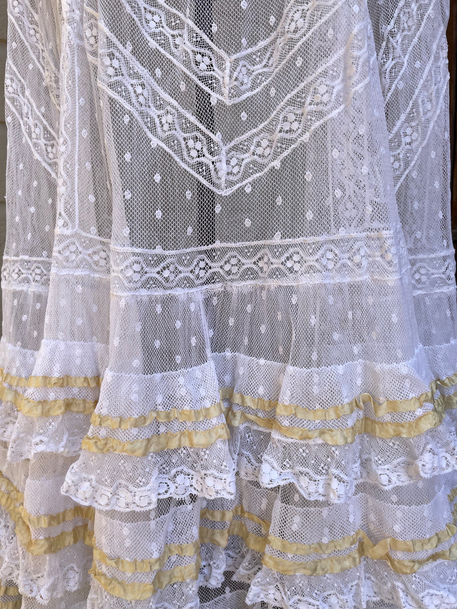 Edwardian Embroidered Mesh Lace Tiered Skirt