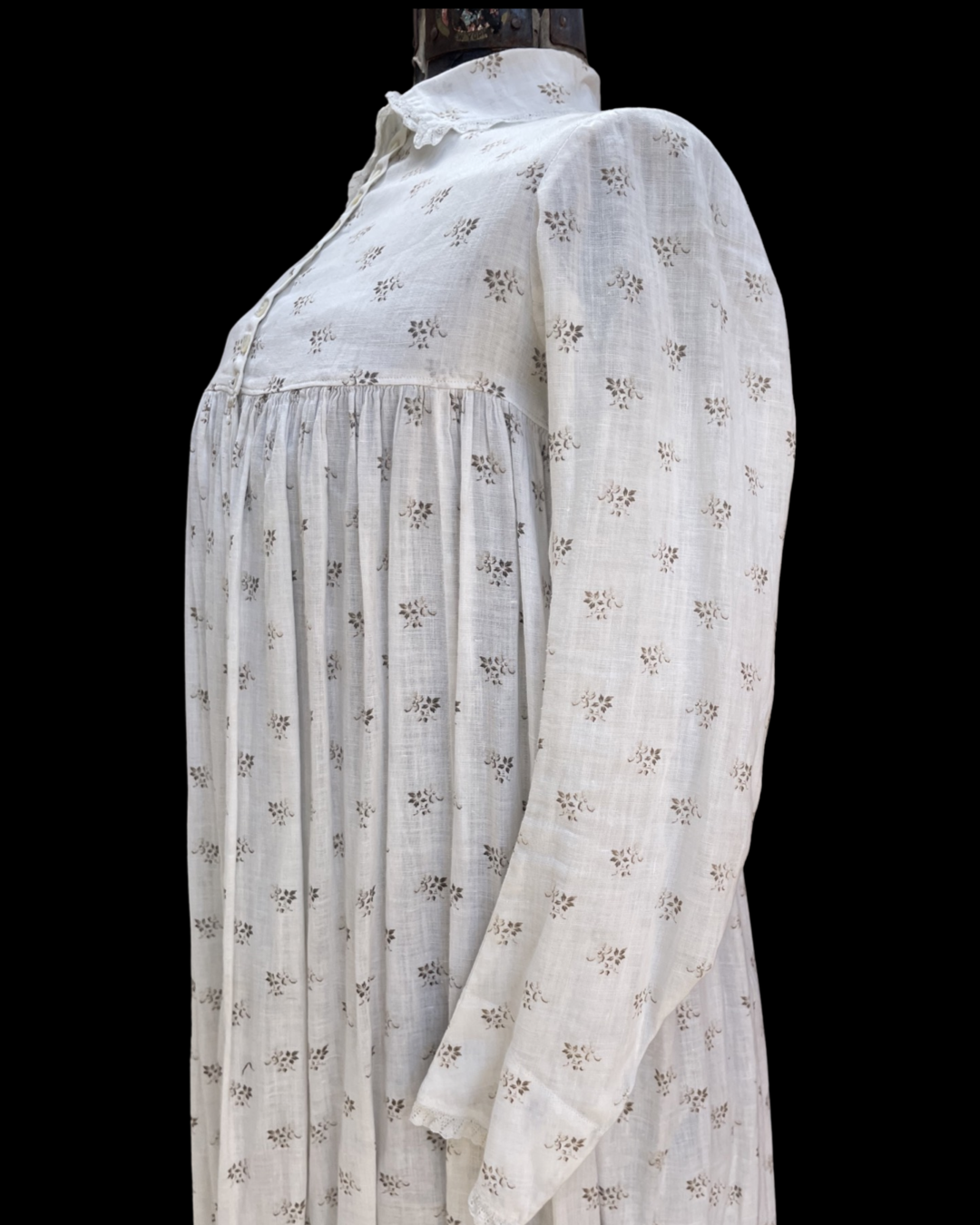 1910s Mirco Floral Calico Wrapper Dress