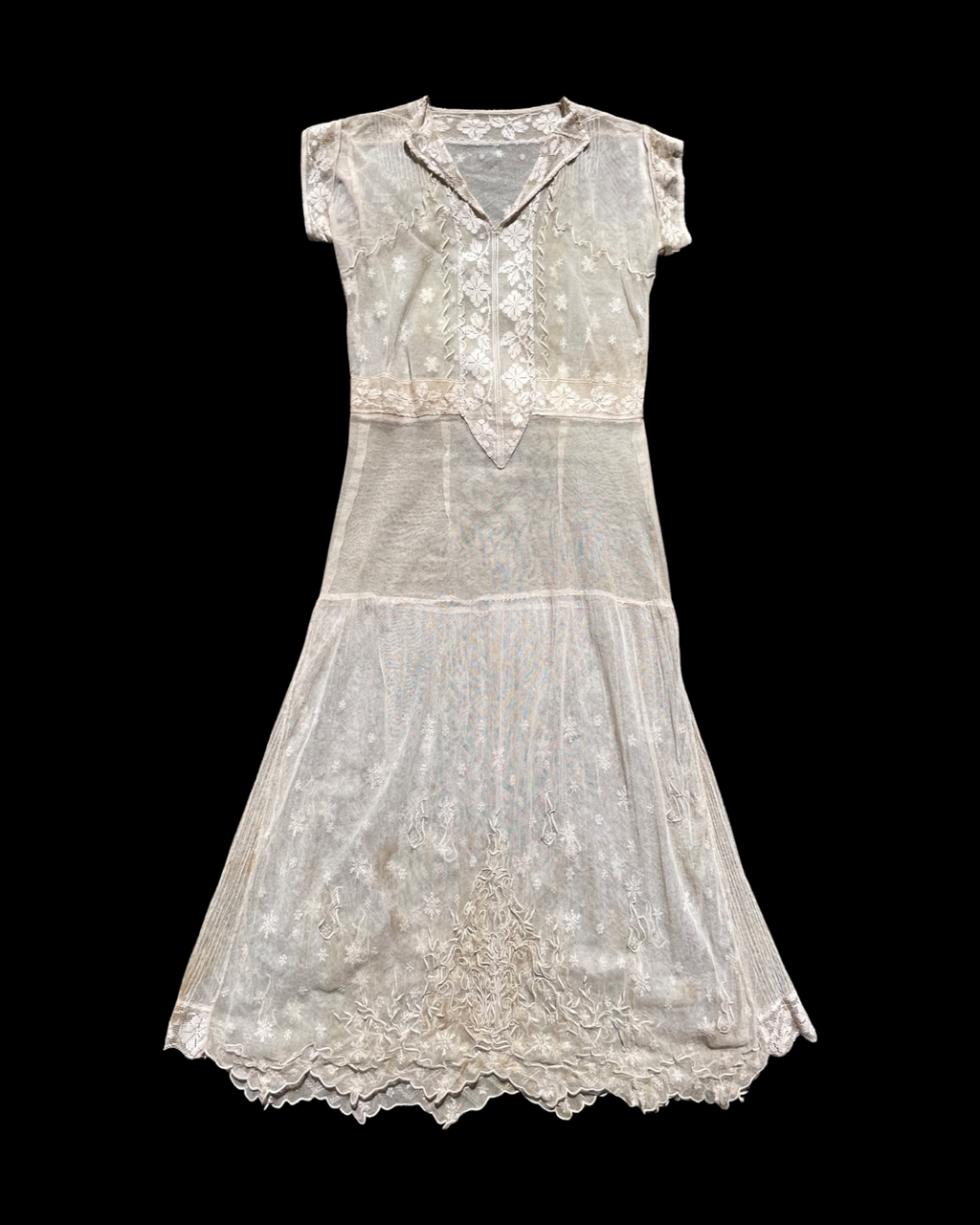 1920s Drop Waist Soutache Mesh Lace Dress