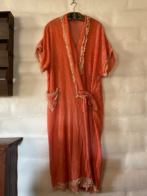 Antique 1920s Coral Chenille Robe