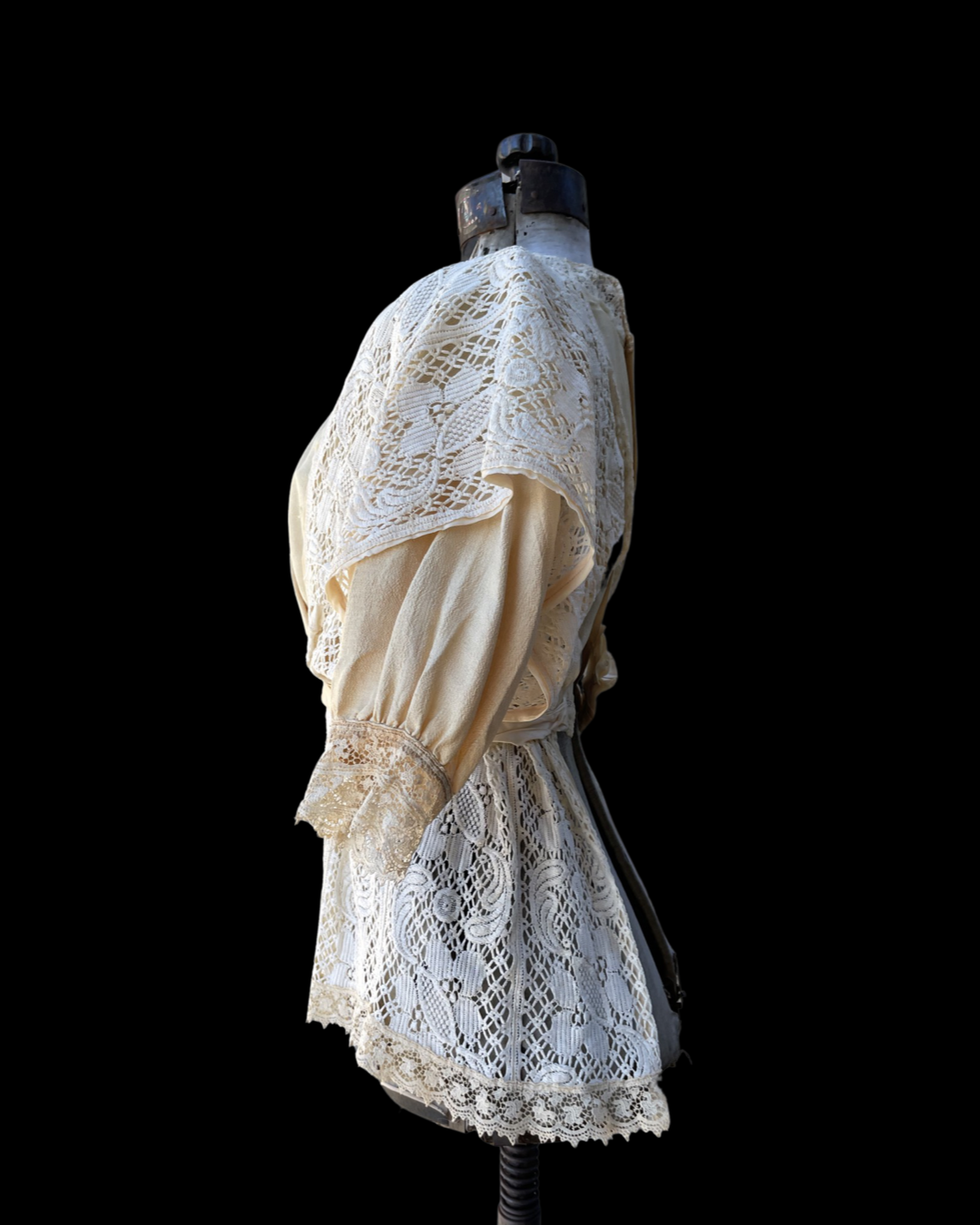 Edwardian Raw Silk/Linen Lace Wedding Bodice