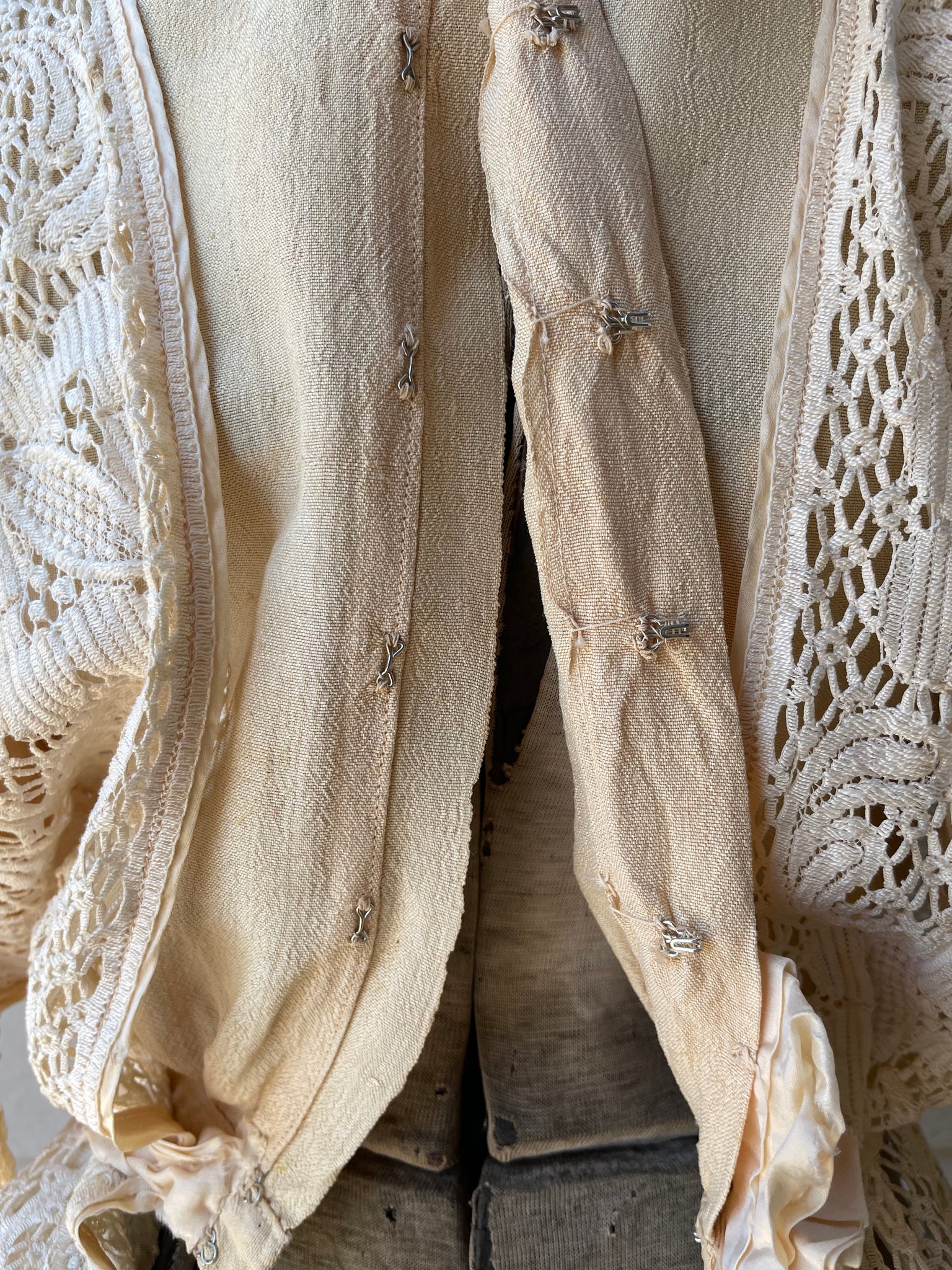Edwardian Raw Silk/Linen Lace Wedding Bodice