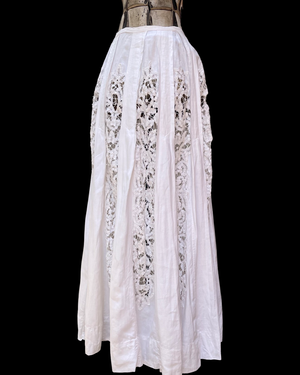 RESERVED Antique Linen & Battenburg Lace Skirt
