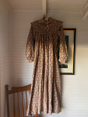 1890s Paisley Cotton Wrapper Dress