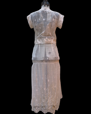 1920s Drop Waist Soutache Mesh Lace Dress
