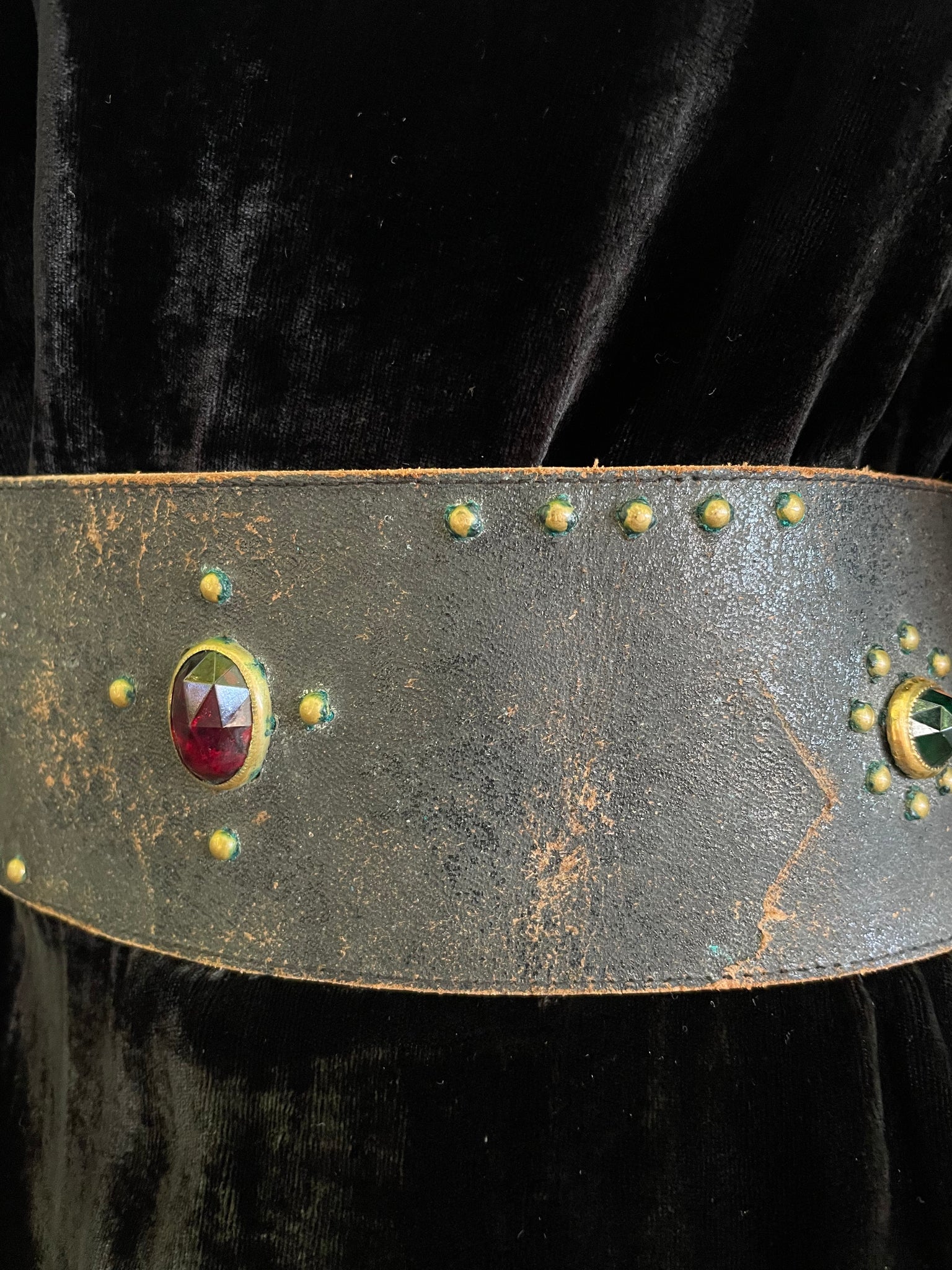 1940s Wide Studded & Jeweled Belt