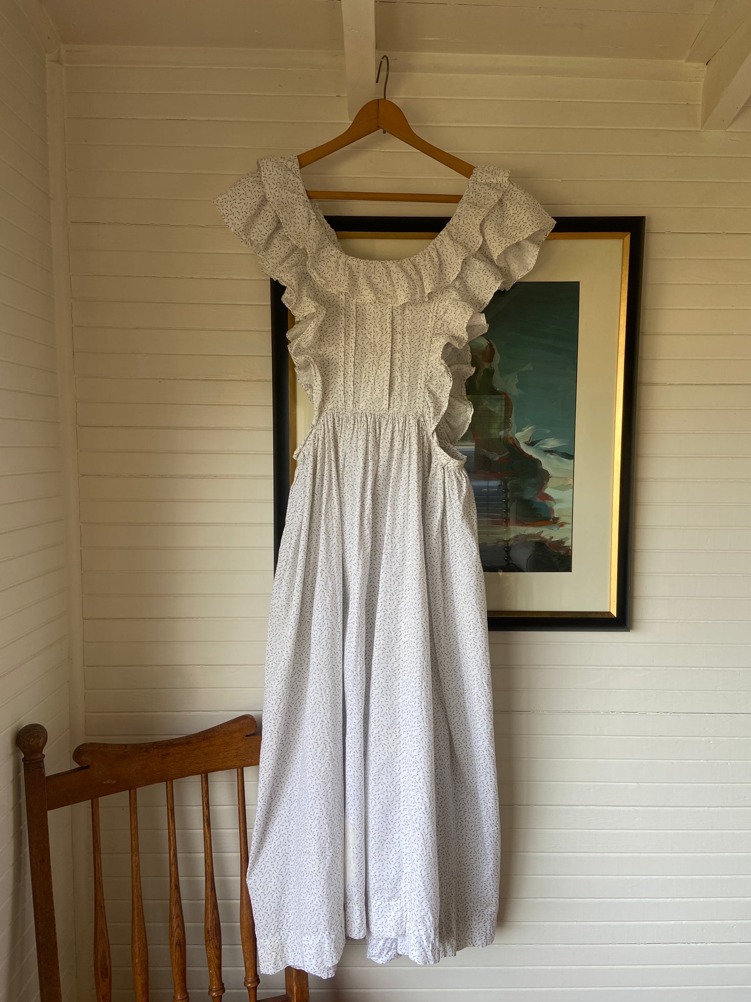 Victorian Calico Pinafore Prairie Dress
