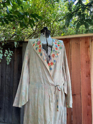 1920s Reversible Pongee Silk Kimono Sleeve Robe