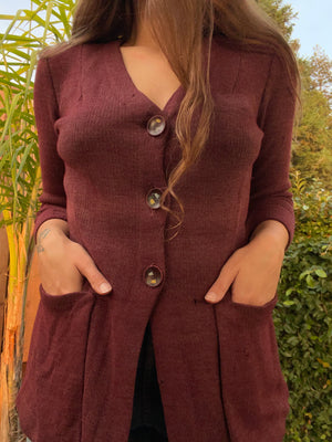 RESERVED- 1920s/1930s Maroon Knit Button Front Cardigan