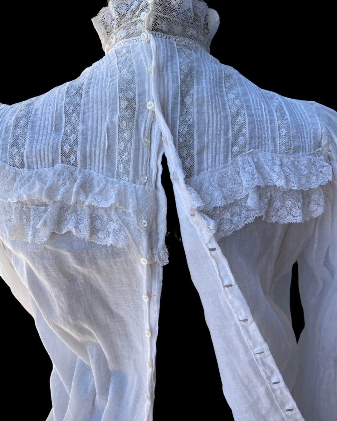 Edwardian Hand Smocked Poet Sleeve Cotton Blouse