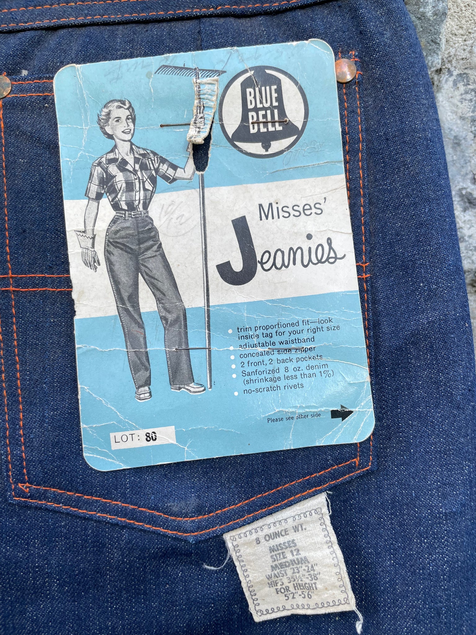 1950s Deadstock Blue Bell Side Zip Jeans