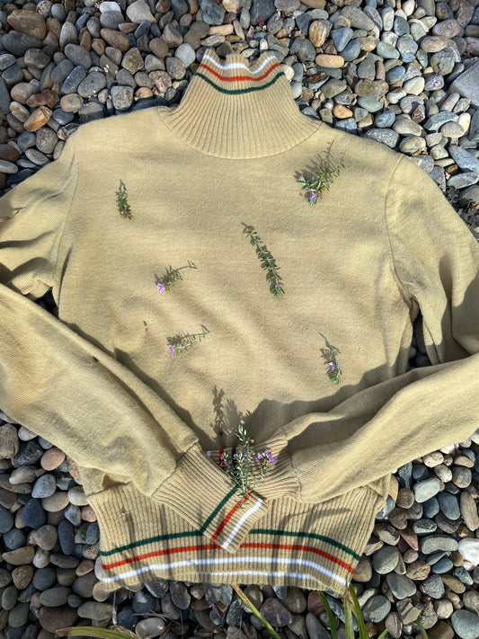 1940s Striped Turtle Neck Ski Sweater