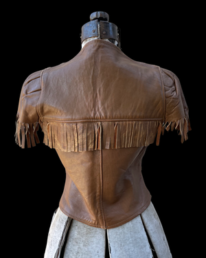1930s/1940s Leather Fringe Sportswear Western Zip Front Blouse