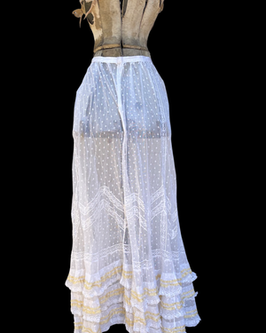 Edwardian Embroidered Mesh Lace Tiered Skirt
