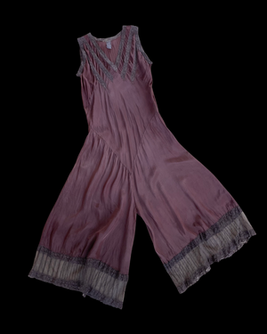 1930s Pure Silk & Lace Lounge Jumpsuit