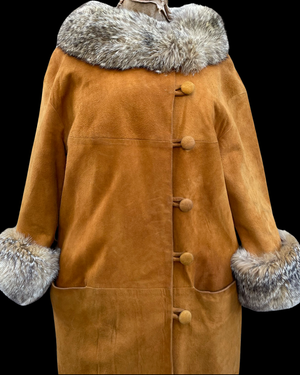 1970s Suede Fur Trim Coat