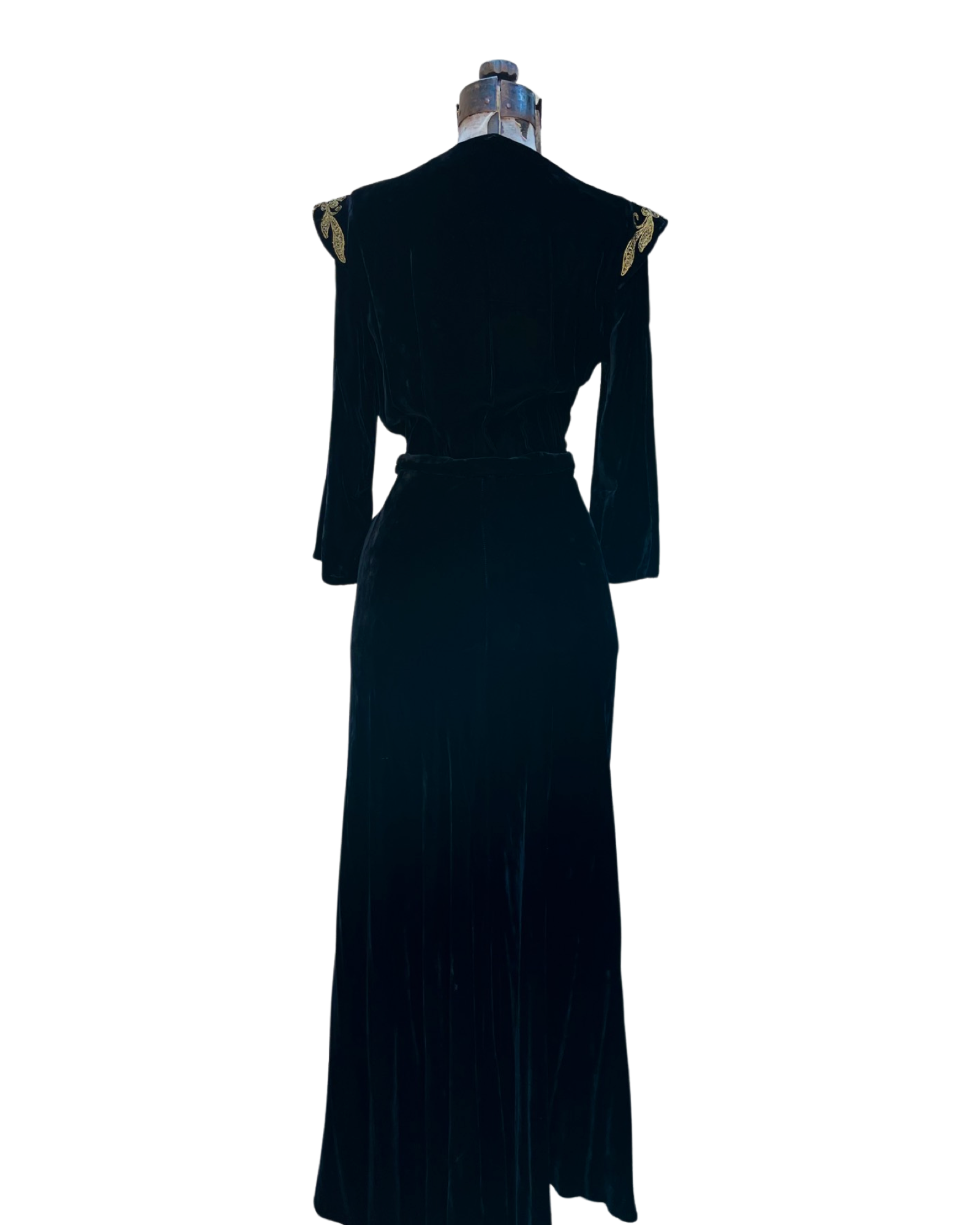 1940s Zip Front Velvet Dress