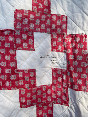 1849 Turkey Red Signed Friendship Album Patch Quilt