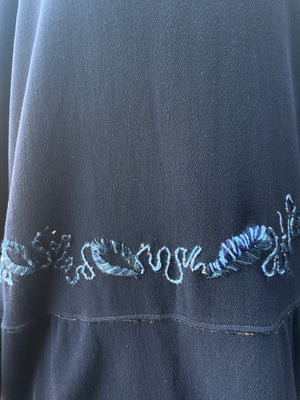 Rare 1920s Foliage Embroidered Knit Midi Dress