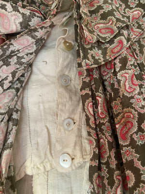 1890s Paisley Cotton Wrapper Dress