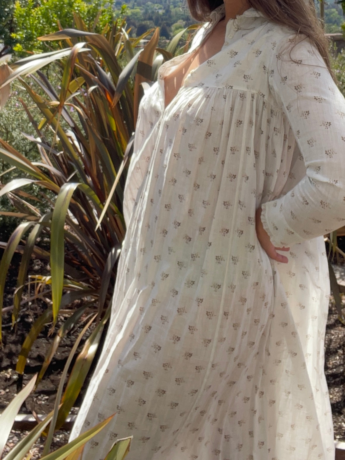1910s Mirco Floral Calico Wrapper Dress