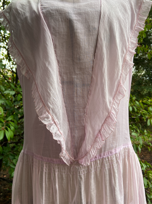 1920s Drop Waist Cotton Voile Flower Basket Dress