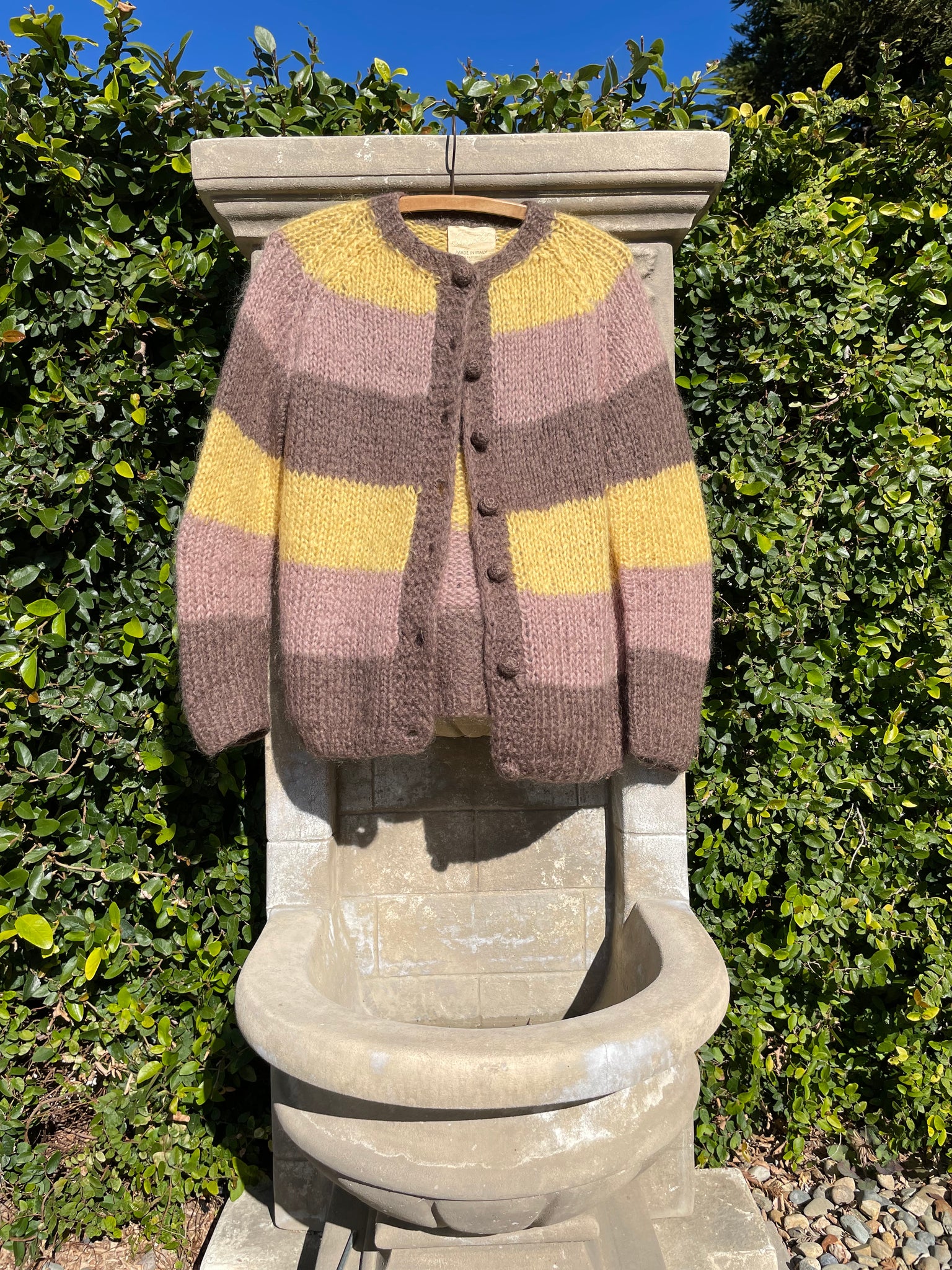 1960s Color Block Italian Mohair Knit Cardigan