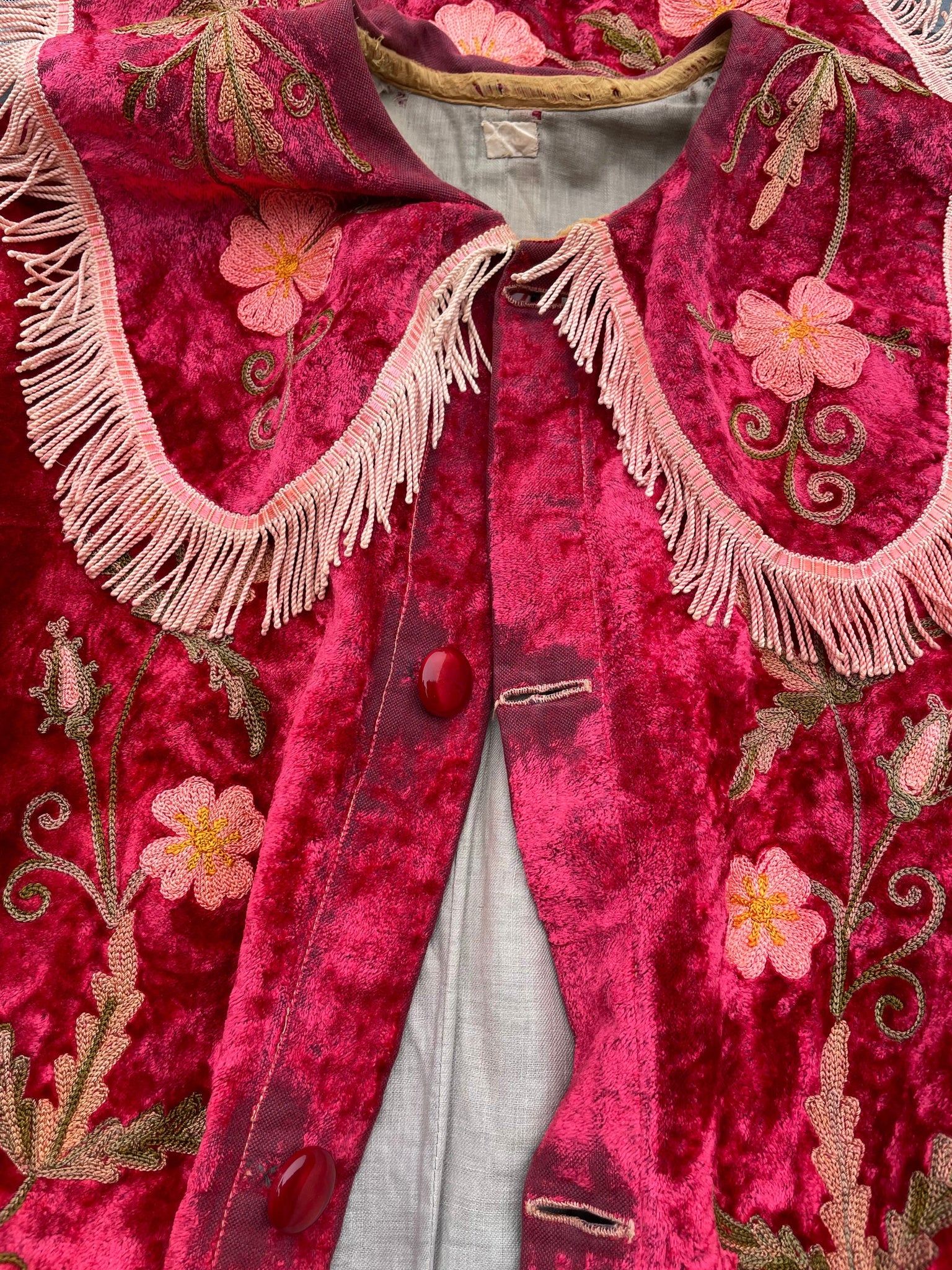 Antique Odd Fellows Grand Master Floral Velvet Robe
