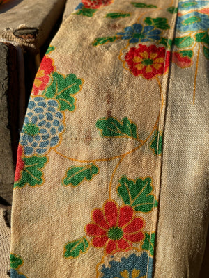 1920s Japanese Pongee Silk Full Length Tie Front Robe OS