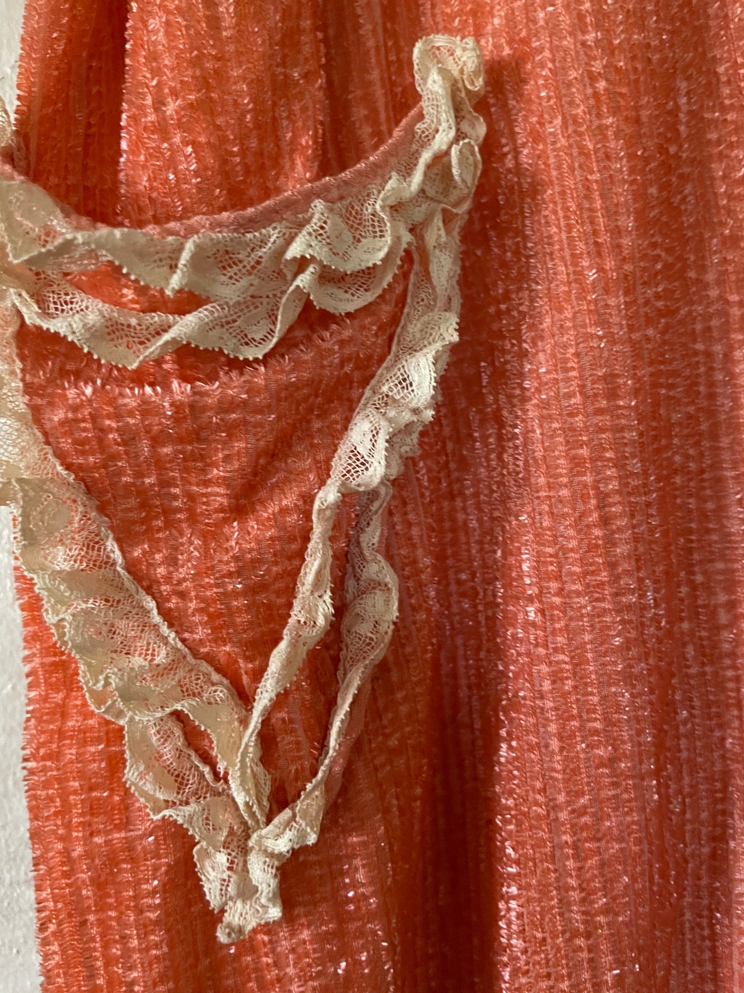 Antique 1920s Coral Chenille Robe