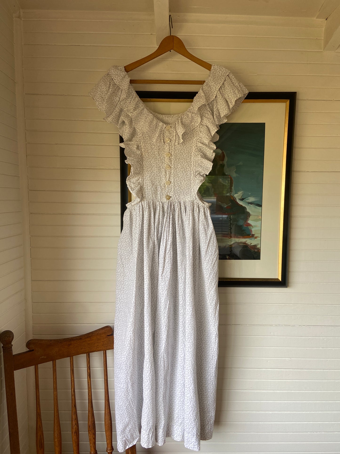 Victorian Calico Pinafore Prairie Dress